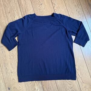 Talbots Woman 3/4 Sleeve Sweater 1X Navy Classic Beachy Nautical School Uniform